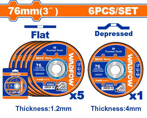 WADFOW مجموعة أقراص طحن وتقطيع المعادن الكاشطة مكونة من 6 قطع WAC2L06